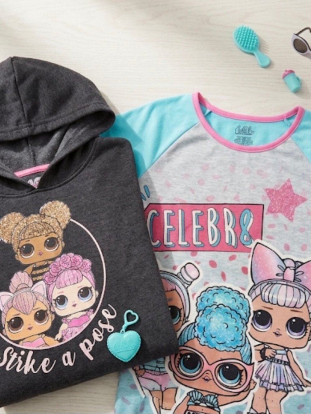 L.O.L. Surprise! Girls' Gray Character Hoodie And Sleeper Nightie Dress Set Of 2